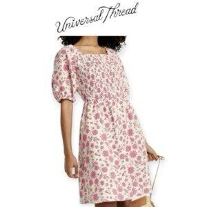 Universal Thread Pink Floral Puff Sleeve Dress